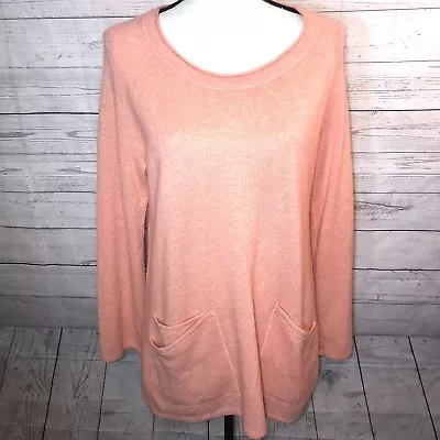 J. Jill Wool Small Cashmere Orange Double Pocket Crew Sweater • $52.09