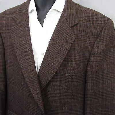 Kuppenheimer Mens Sport Coat Size 44S Brown Plaid 100% Pure New Wool Blazer • $38.49