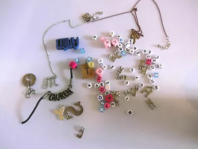 Letter Beads Alphabet Mixed Lot Name Pendants Metal Plastic Scrabble Craft Reuse • £0.99