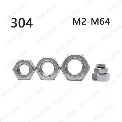 304 Stainless Steel DIN934 Hexagon Nuts Hex Nuts M2 M2.5 M3 M4 M5 M6 M8 M10 M64 • $61.56