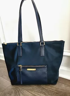 Michael Kors Ariana Large Nylon ToteShoulder Bag With Leather Handles Navy • $99.99