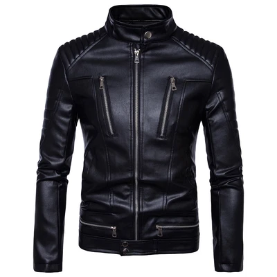$56.98 • Buy Mens Punk Leather Jacket Multi-pocket Soft PU Leather Outwear Classic Biker Coat