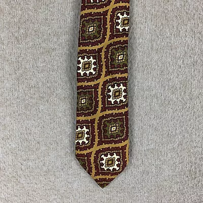 Vintage Tie 1970s Brown Paisley Silk Skinny Necktie Disco Mod • $13.58