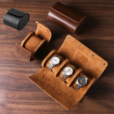 Travel Watch Storage Box Portable Vintage Leather Watch Roll Display Case Pouch • $23.43