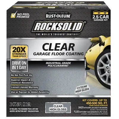 Rust-Oleum RockSolid Clear Top Coating Kit 2.5 Car Garage Epoxy • $195