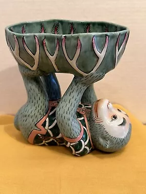 Vintage Andrea By Sadek Chinoiserie Monkey Catch Bowl With Green Vest And Dragon • $89.99