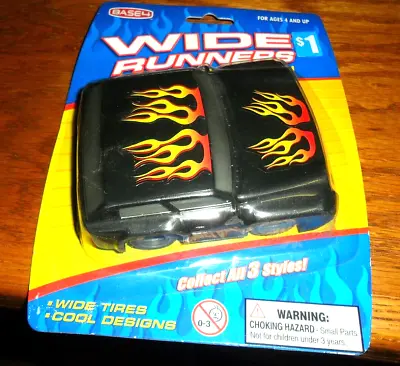 Wide Runners Pull-Back Action Car Base4 Toy Wide Tires Cool Designs Black Flames • $16