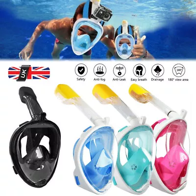 $26.39 • Buy Kids Adults Snorkel Face Mask Swimming Scuba Set Full Anti-Fog Diving For Gopro
