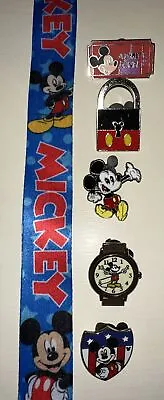 Mickey Mouse Starter Lanyard Set With 5 Disney Park Trading Pins New USA • $12.95