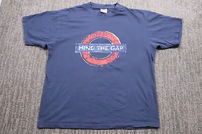 London Underground Mind The Gap Distressed Look Graphic Crew Tee Shirt Men's L • $24.77