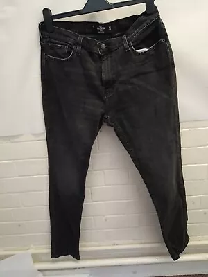 HOLLISTER Mens Skinny Jeans W34 L32 Black Light Distress • £10