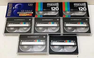Maxell 8mm 120 Camcorder Video Cassette Tape Lot Of 8 (5 Used/3 New) • $40