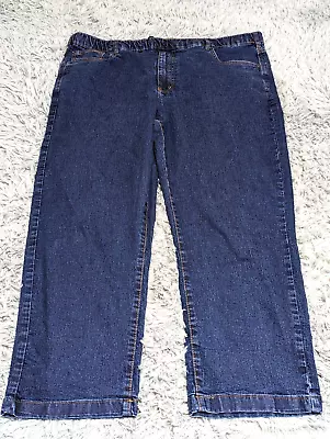 Active Joe Pullon Jeans Mens Sz XL/S XL Short Blue Elastic Waist Stretch 28 Ins. • $11.04