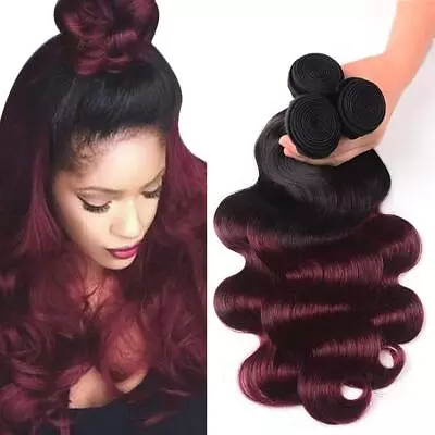 4 Bundles Body Wave 99j Ombre Human Hair Extensions Grade Unprocessed Brazilian • $75.99