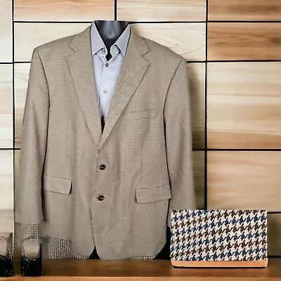 Stafford Sport Coat Blazer Mens 50R Beige Houndstooth • $50