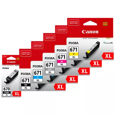 $22 • Buy Genuine Canon 670XL OR 671XL Black And Colour OR Value Pack Ink Cartridges