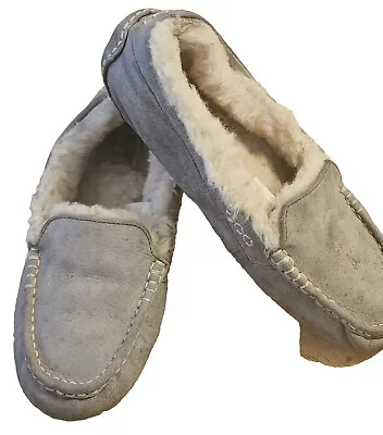 UGG Gray Suede & Shearling Ansley Moccasin Slipper US 10 Men's Comfy & Warm • $26