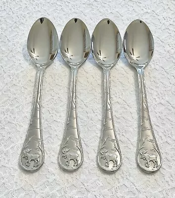 (4) Cambridge LODGE FROST W/Moose Plain Back Stainless Place Oval Soup Spoons • $45.99