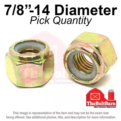 7/8 -14 Grade 8 Nylon Insert Hex Lock Nut Zinc Yellow FINE Nylok (Pick Quantity) • $13.71