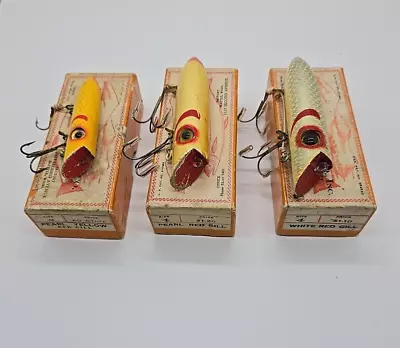 Three (3) Early Martin Wood Salmon Lures In 2nd Ave. Box • $10.14