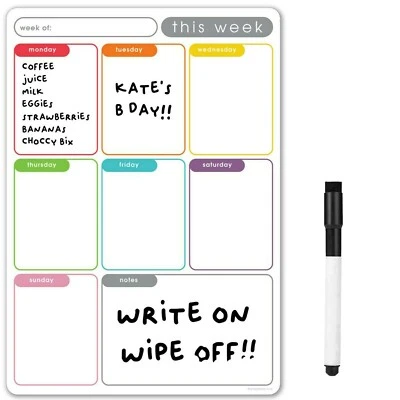£7.95 • Buy Magnetic Weekly Planner, Fridge Magnet Whiteboard Dry Wipe Memo Board / Calendar