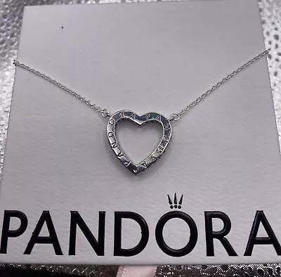 Sparkling Heart Pandora Necklace Sterling Silver Cz S925 Ale • £4.20