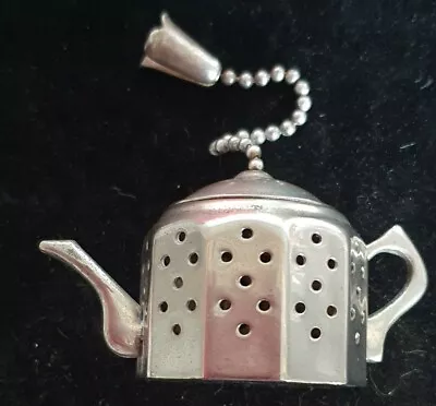 Fgh Design Vintage Teapot Kettle Shaped Little Tea Infuser Strainer & Dip Chain • £16.99