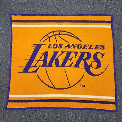 Vintage 90s Biederlack LA Lakers Fleece Blanket Made In USA  48.5 X 54 • $39.99