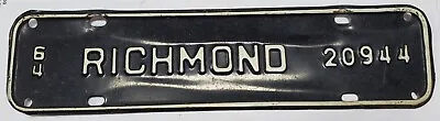 $14.99 • Buy Virginia 1964 CITY Of RICHMOND Virginia License Plate VA