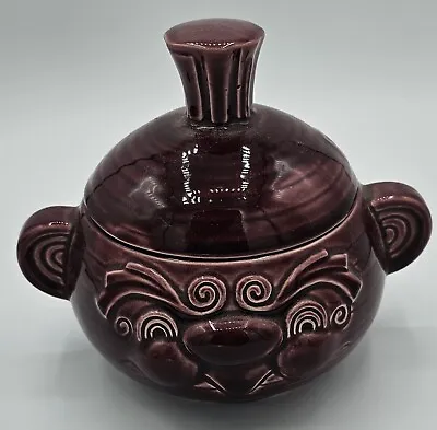 Vintage Sadler Ceramic Purple Beetroot Lidded Face Pot Canister Jar H 15cm Retro • £10