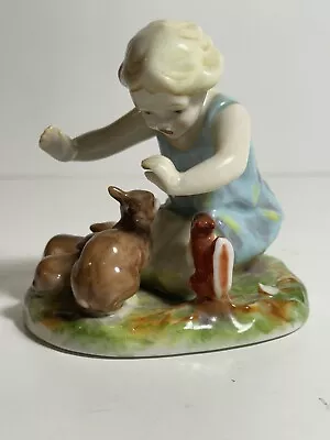 Vintage 1940's Made In Occupied Japan Ceramic Little Girl Playing With Animals • $18.95