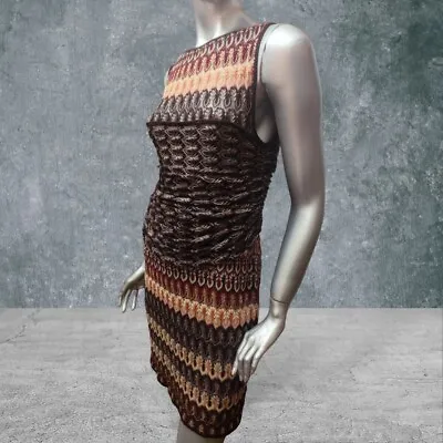 Womens Missoni Multicolour Viscose Knitted Dress Size M Floral Sleeveless • $69