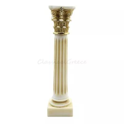 Ancient Greek Alabaster Corinthian Order Column 8.2  - 21cm Cast Marble Ornament • $42.99