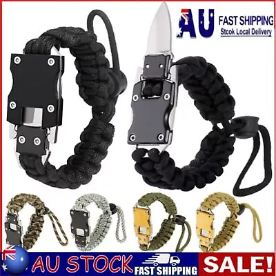 Survival Paracord Bracelet Knife Emergency For Camping Hiking Parachute Tool AU. • $11.66