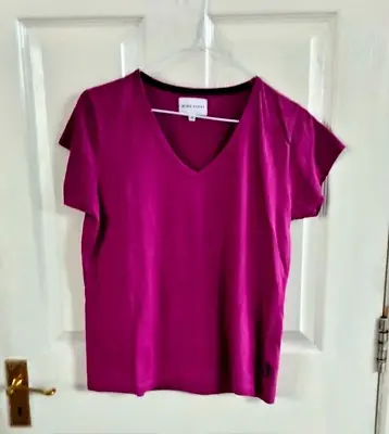 Miss Fiori Womens Purple Short Sleeve Top Size 12 Stretch Length 23 V Neck • £5.99