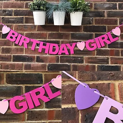 Girl Birthday Banner Bunting Party Decoration Childs 1st 2nd 3rd 4th • £4.79