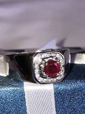 Mens  Ruby & White Zircon Ring 1.11 Carats Size 11 • $75