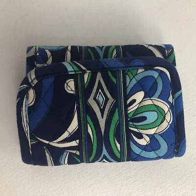 Vera Bradley Retired Mosaic Mediterranean Blue Pocket Wallet Him And Loop Close • £5.29