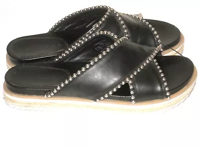 $27.99 • Buy Zara Sandals Flip Flops Womens Studded Black Size 10