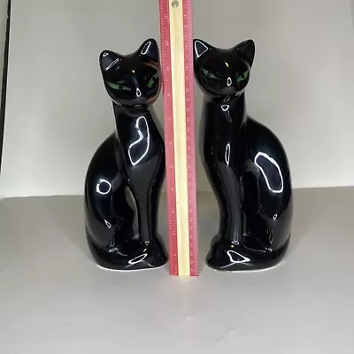 Pair Of Vintage Black Cat Figurines Set Of Two Cat Statue Kitty Cat 10 Inch • $35