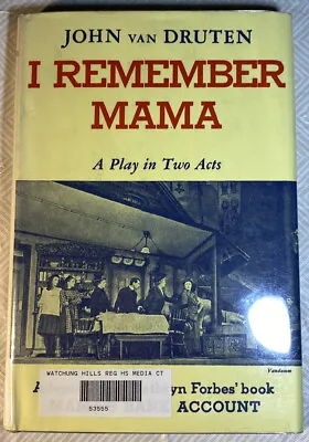 I Remember Mama: A Play In Two Acts By John Van Druten (1945 Hardcover) • $28