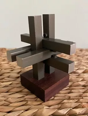 Vintage Rosewood Aluminum Puzzle Sculpture 1960s Mid Century Modern • $175
