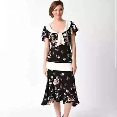 UNIQUE VINTAGE 1920s Drop Waist Floral Retro Wilshire Dress Women's Size S • $49.50