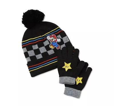 2-pc Super Mario Nintendo Youth Kids Beanie Winter Hat & Glove Set Ages 8-13 • $24