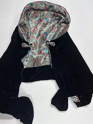 Cocoon House Black Viscose Silk Shawl Kimono O/S Multi Color Butterfly Print • $52.50