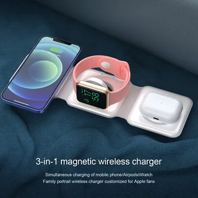 $43.99 • Buy 3in1 Wireless Charger Foldable Pad Mat For Apple Watch 8/SE/7/6 IPhone 14 Pro 13