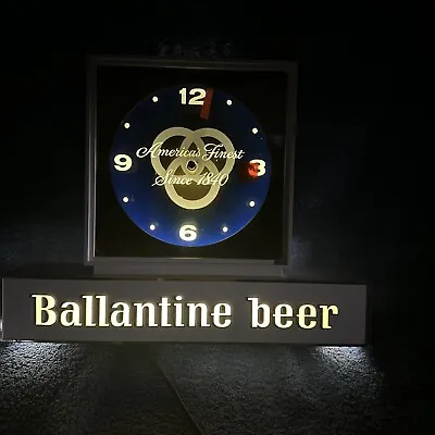 Vintage Ballantine Beer Light Up Clock Sign Illuminating • $279.95