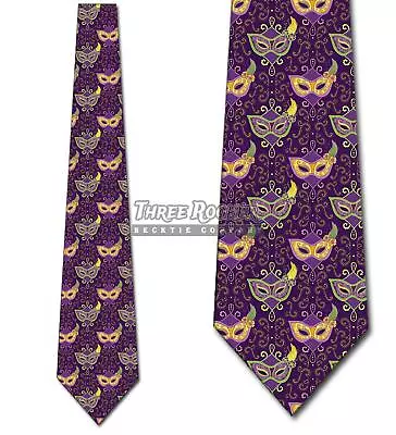 Mardi Gras Masks Tie Men's Holiday Neck Ties Fat Tuesday Necktie Brand New • $18.75