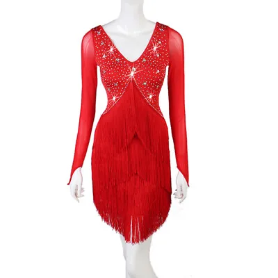 Latin Dance Dress Salsa Tango Cha Cha Ballroom Rhinestone Competition Dress F493 • £59.99