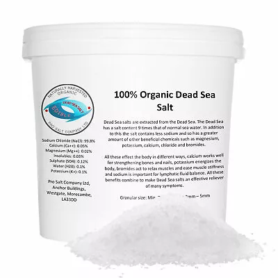 Pro Salt | 100% Organic Dead Sea Salt | Coarse Grade | 5kg Tub • £17.99